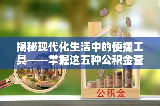汶上揭秘现代化生活中的便捷工具——掌握这五种公积金查询方式让你省心又省力