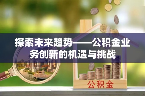 汶上探索未来趋势——公积金业务创新的机遇与挑战